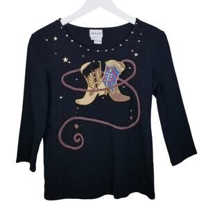 Jack B. Quick Cowboy Cowgirl Boots Long Sleeve Top - Small